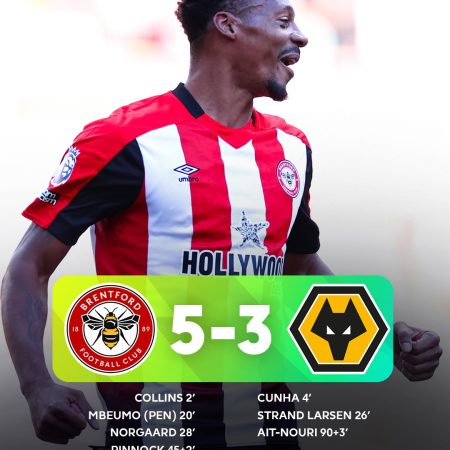 Premier League Brentford 5-3 Wolves Highlights