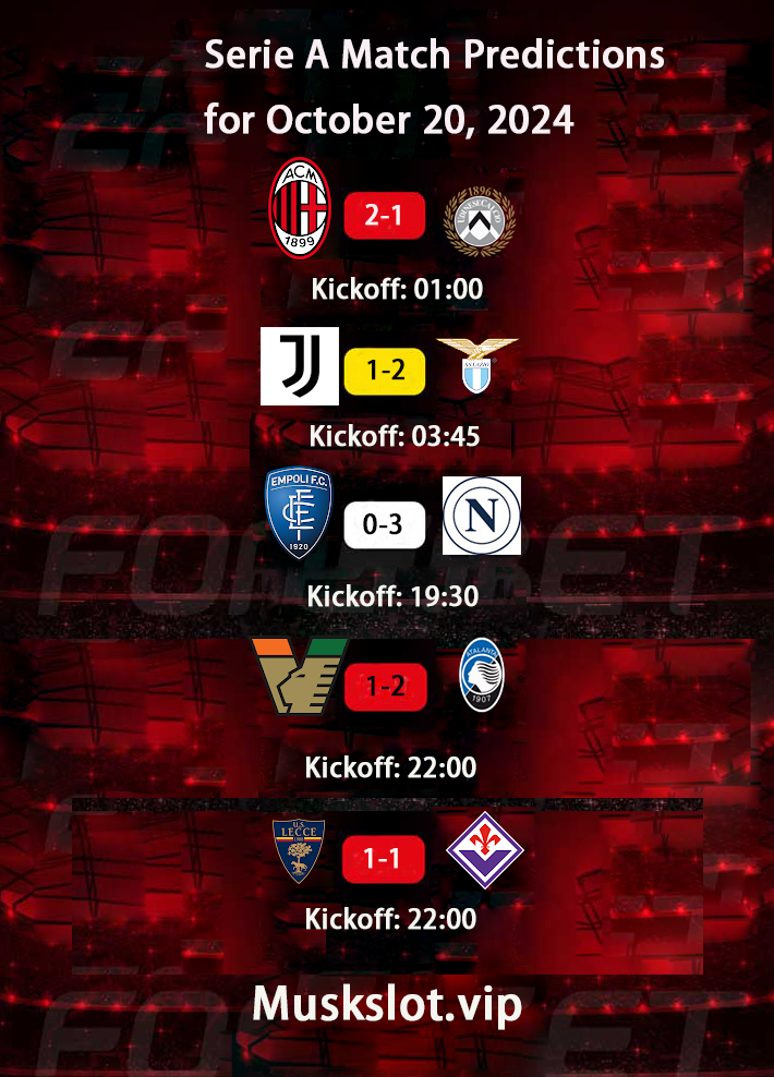 Serie A Match Predictions for October 20, 2024